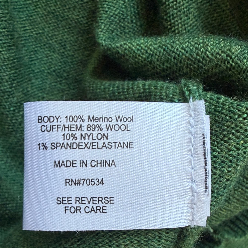 Orvis Forest Green Merino Wool Quarter-Zip Sweater - Men’s Size Large - Picture 4 of 7